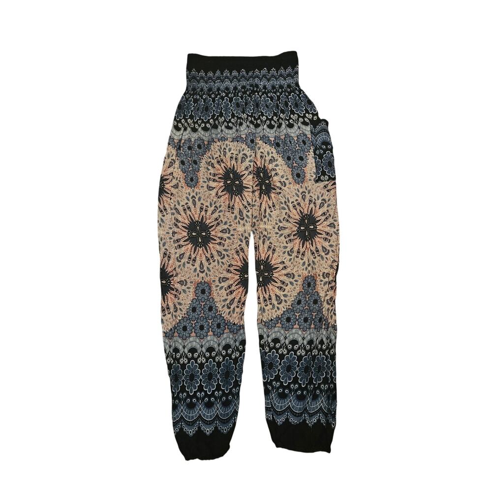 Joob Joob Harem jogger Pants L XL Smocked Waist Peasant Festival blue pink